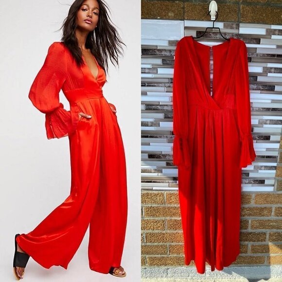 Free People Womens Not Your Baby Mixed-Media Jumpsuit size 0 - Picture 1 of 16